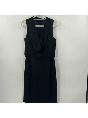 Lafayette 148 Black scoop neck fitted midi dress